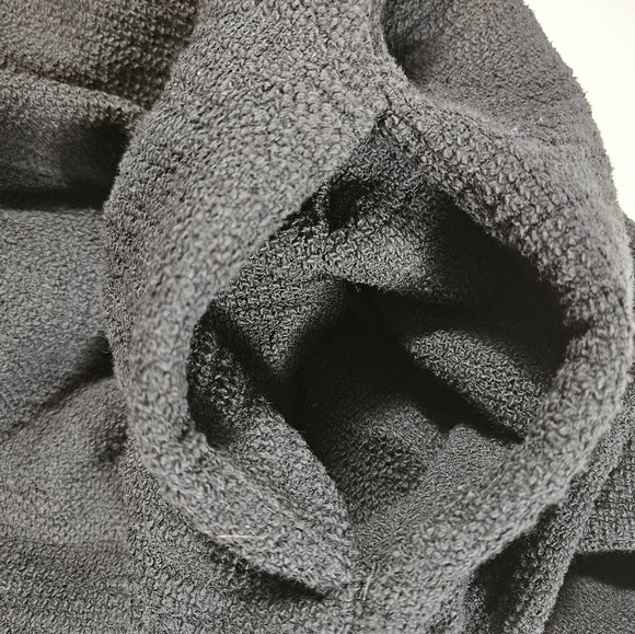 Steve Madden Black Slub Knit Open Cardigan Sweater Jacket Sz Large Shawl Collar - Picture 7 of 14